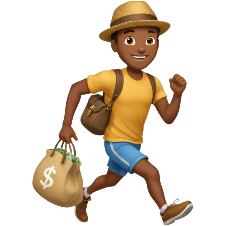 Black Man running with moneybag 💰 emoji