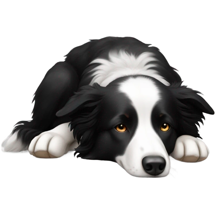 Sleeping black and white border collie emoji