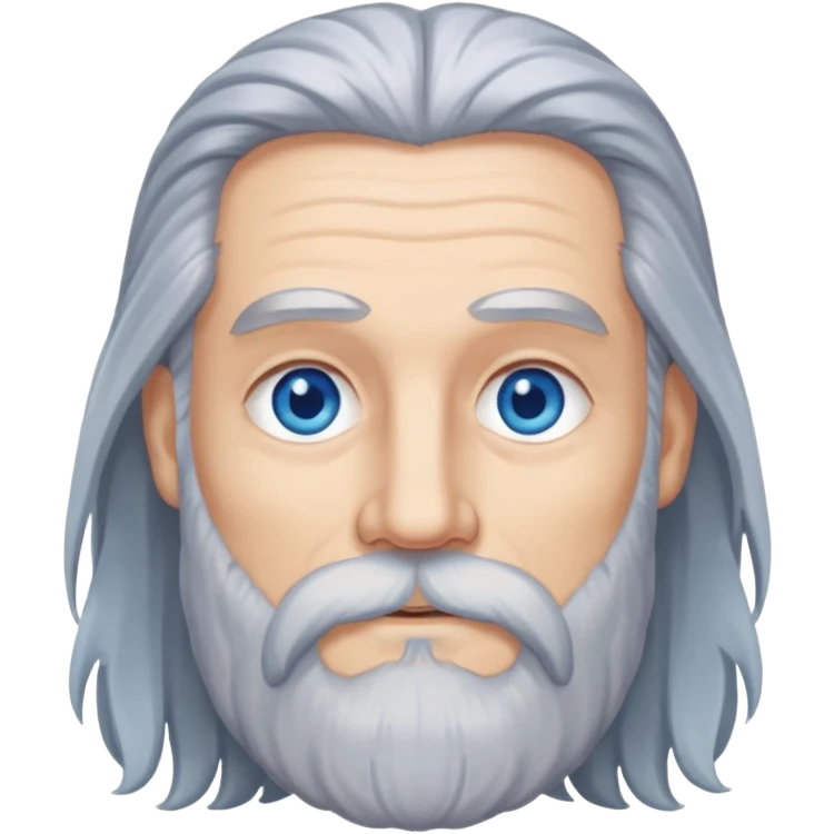 Long gray hair and long beard and blue eyes emoji