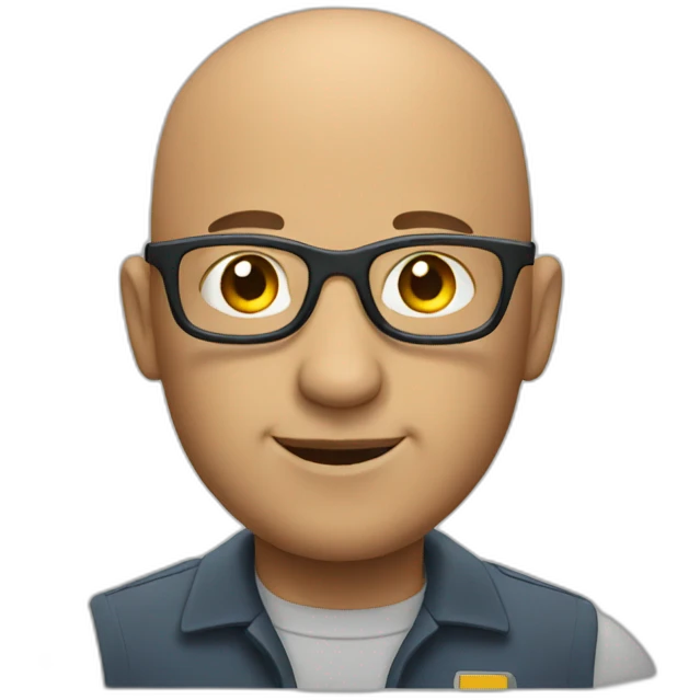 Bald electrician with glasses emoji
