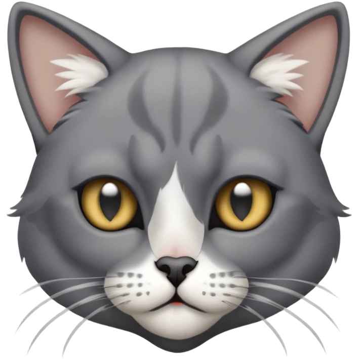 Grey skinny cat with white paws and a pirate eye patch on his right eye emoji