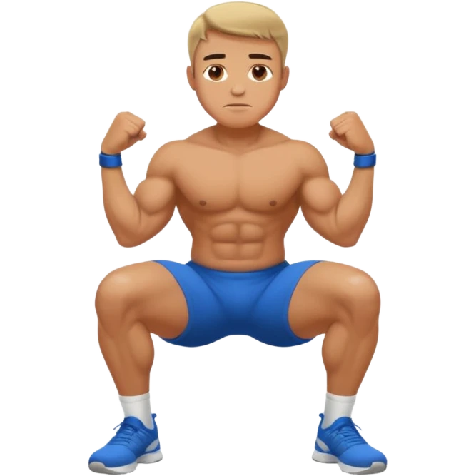 a man doing a squat while holding his ankles emoji