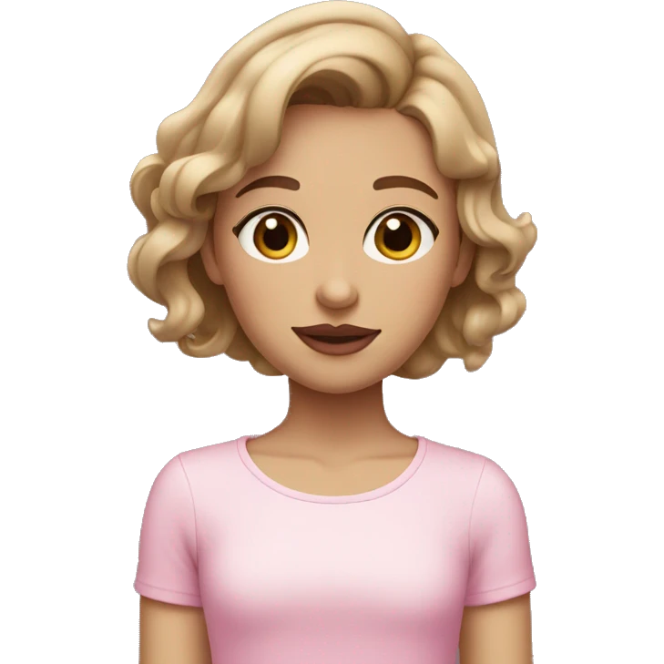 A girl with hazel eyes and light brown hair and big pink lips  emoji