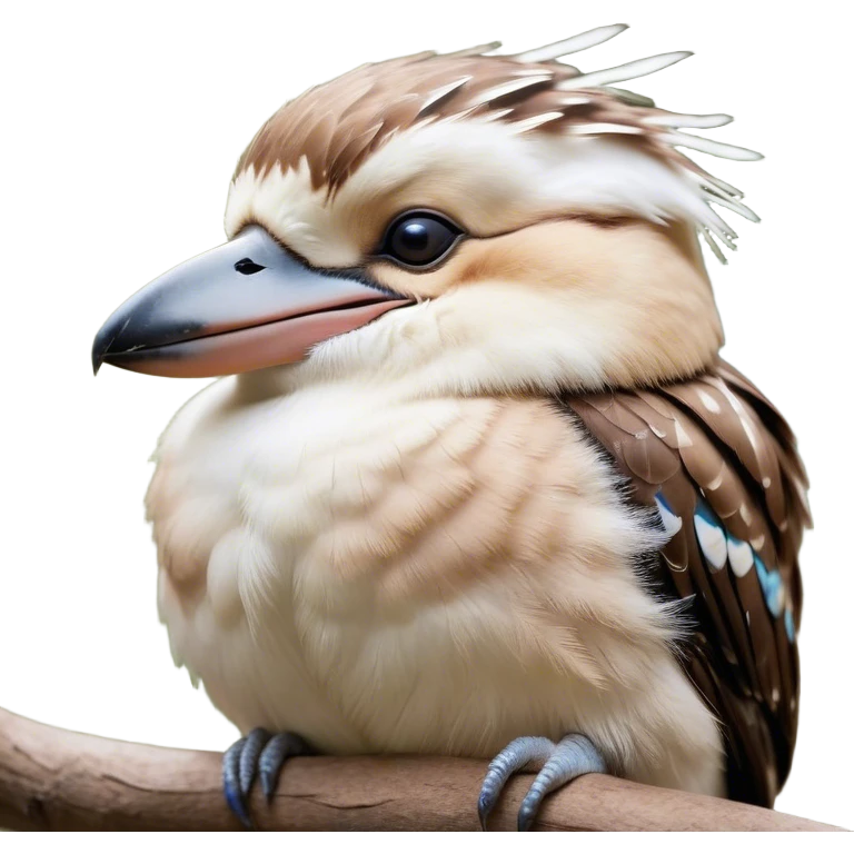Meme-Worthy Cute Sleeping Kookaburra Portrait Emoji, Head resting peacefully with a contented smile, showcasing a stout build and a luxuriously soft brown plumage, eyes shut in a serene, restful doze, Simplified yet hilariously adorable features, highly detailed, glowing with a soft, drowsy light, high shine, relaxed and utterly lovable, stylized with an air of playful laziness, bright and heartwarming, soft glowing outline, capturing the essence of a comically sleepy kookaburra, so meme‐worthy it feels like it could instantly become the next viral sensation of adorable slumber! emoji