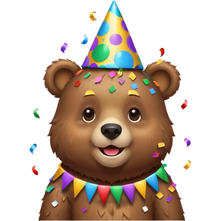 Partying bear cub with confetti  emoji