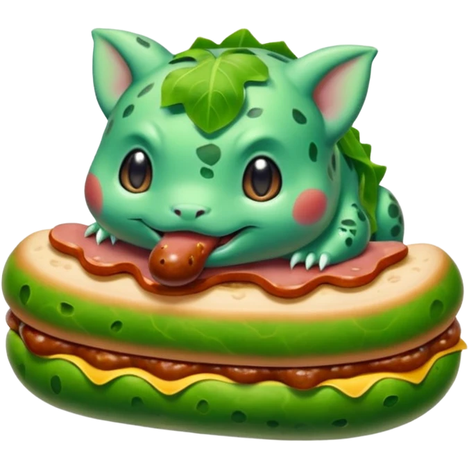 bulbasaur eating sausage emoji
