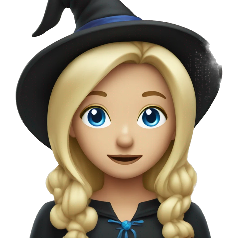  Blond girl with blue eyes dressed as witch emoji