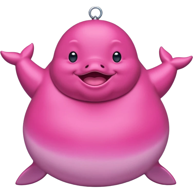 dancing fat whale with pink necklace emoji