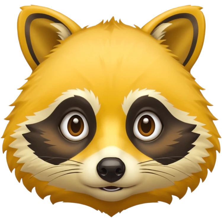 Bright yellow racoon face emoji