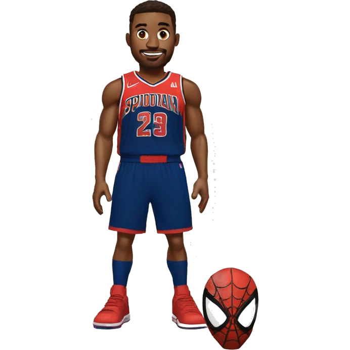 Spiderman in a NBA jersey emoji