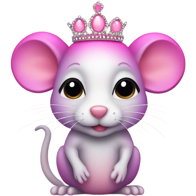 Pink ombre rat with tiara and glitted emoji