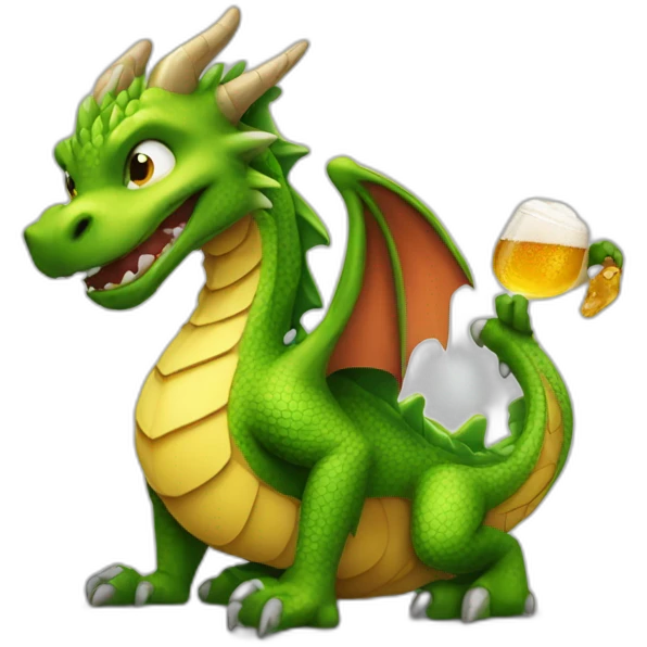 Dragon buvant une bière emoji