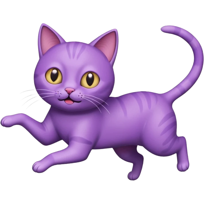 funny purple cat jumping after a fly more thin cat  emoji