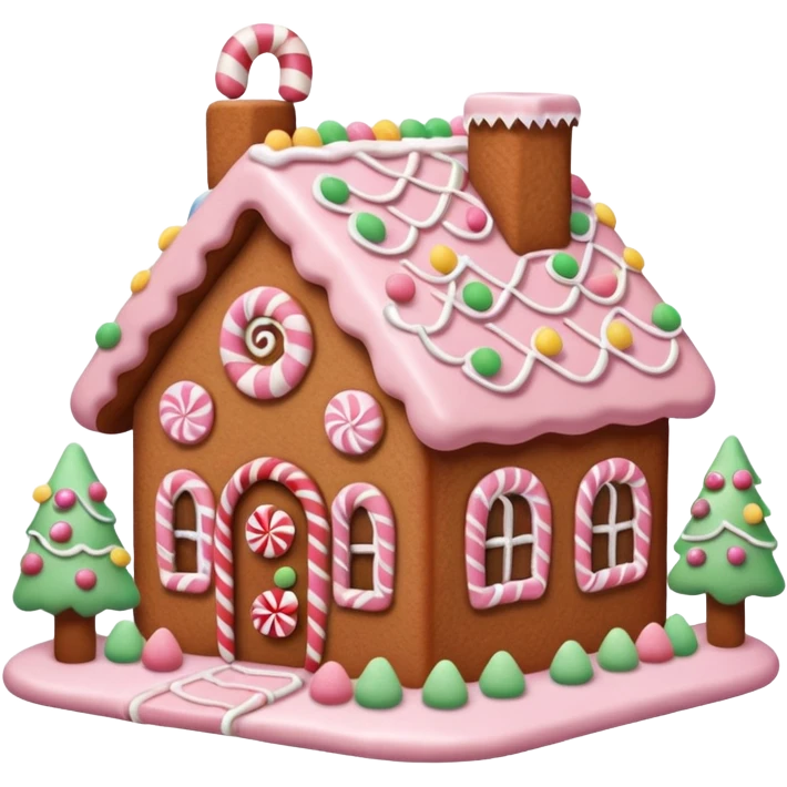 Cute light pink gingerbread house aesthetic  emoji