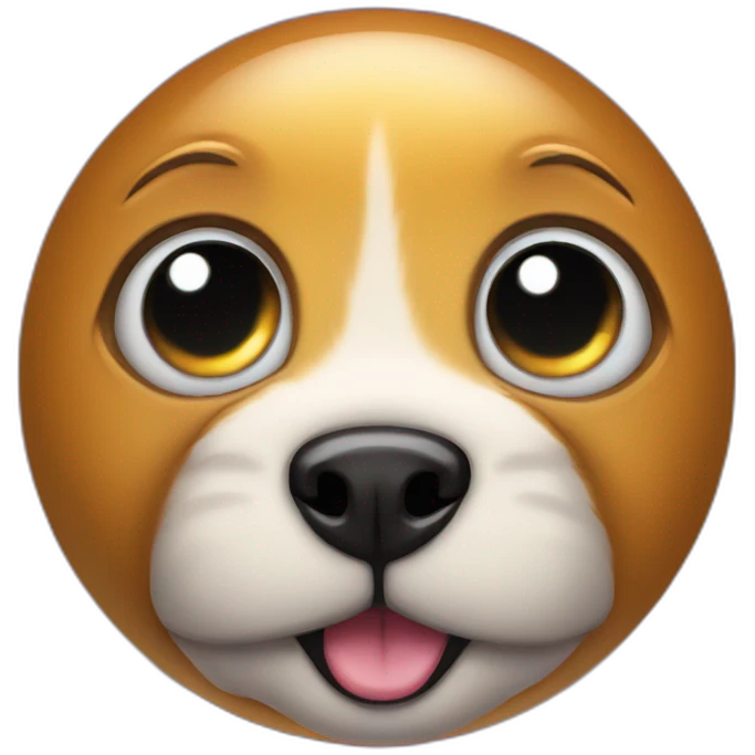 planet Mercury with a cartoon grinning dog face with big eyes emoji