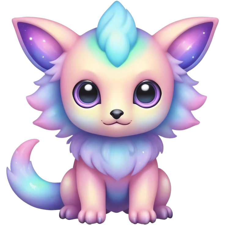 Cute adorable kawaii colorful pastel nebula fantasy animal hybrid Fakemon full body big eyes  emoji