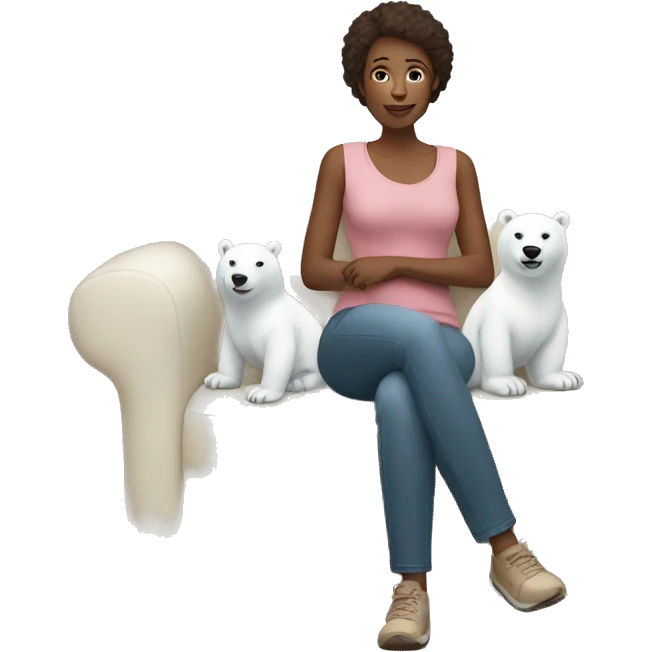 Woman sitting on a couch with polar bears  emoji