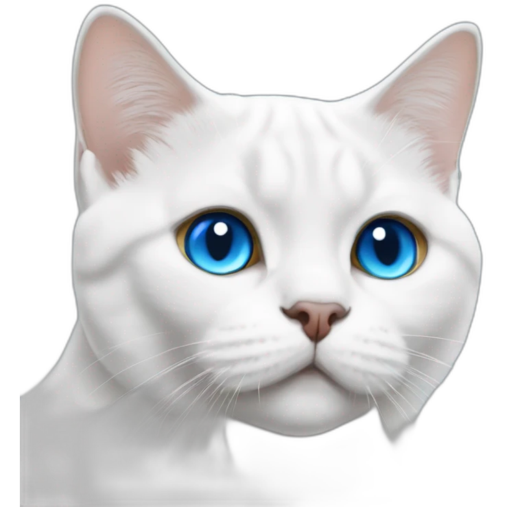 White British shorthair cat face with blue eyes emoji