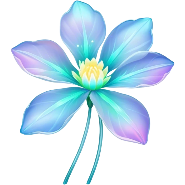 Pastel iridescent transparent bioluminescent flower emoji