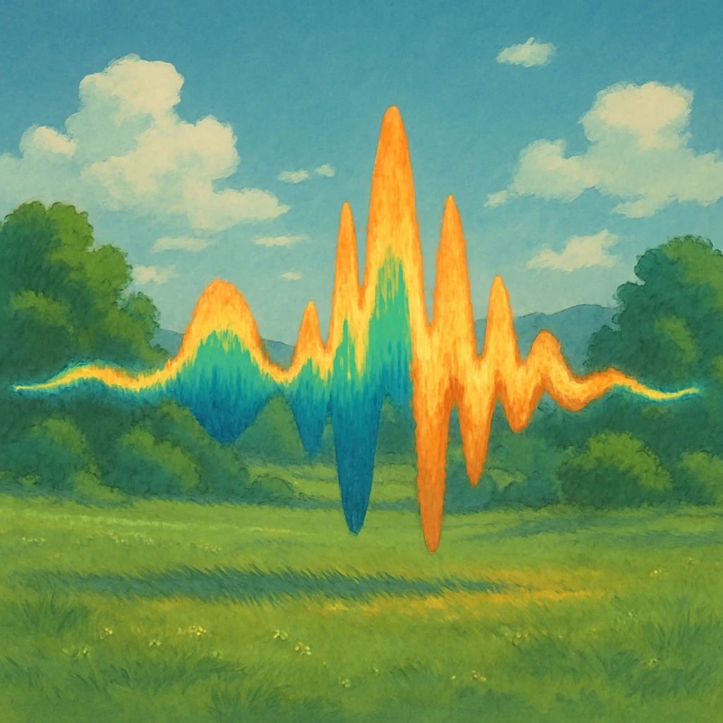 ghibli style illustration of a sound wave emoji