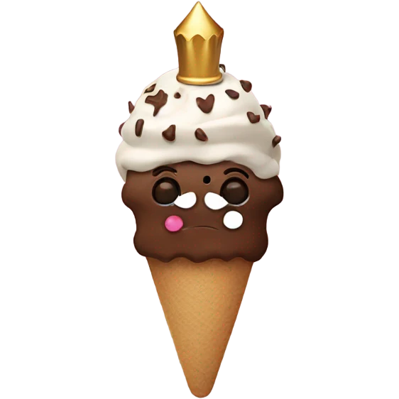 Chocolate icecream with hands and nails and crown emoji