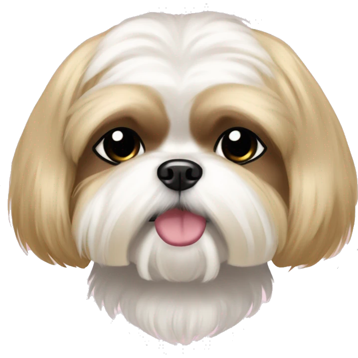 golden cream shih tzu white girl cute medium hair pink bow emoji