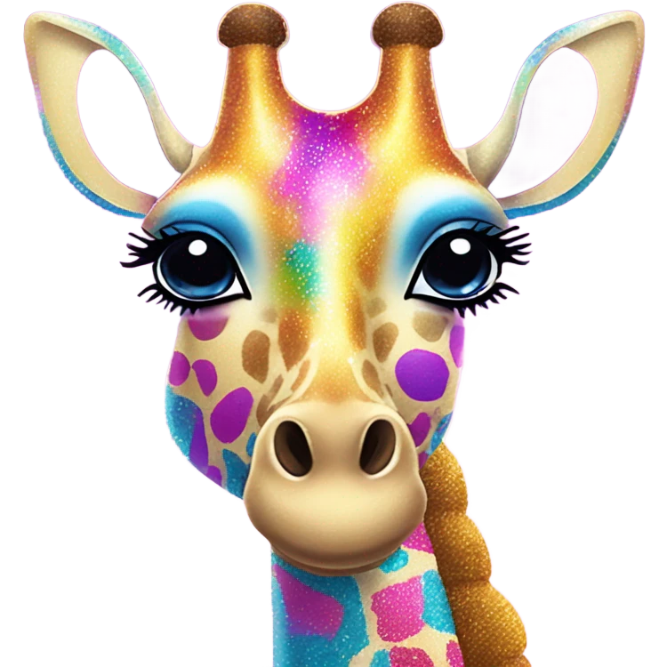 Lisa frank glitter giraffe with eyelashes emoji