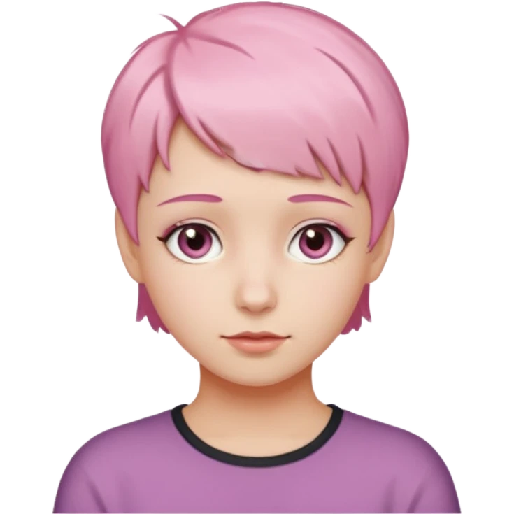 Blueberry with short pink hair and hazel colored eyes emoji