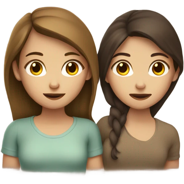 lesbian cuddles dark brown hair girl and light brown hair girl  emoji