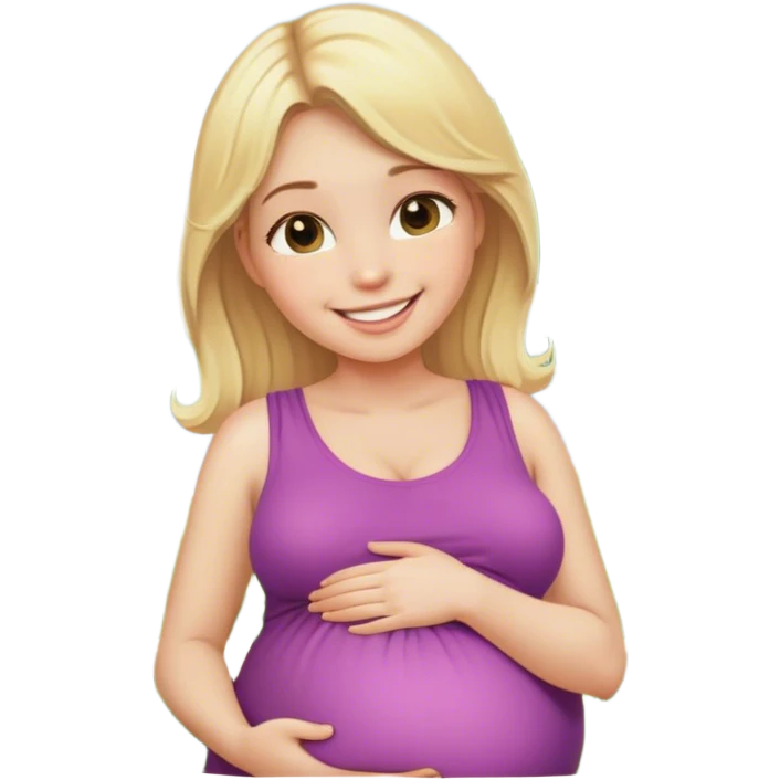 blonde girl pregnant smiling outdoors emoji