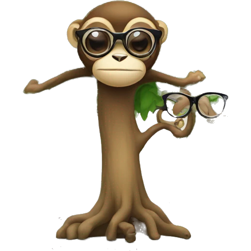 Tree with a monkey and glasses emoji