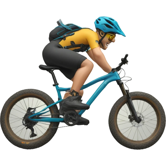 Mountain bike jump both feet on pedals popping a fatty whip emoji