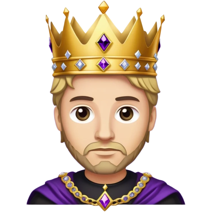 King, golden crown, black clothes, purple diamonds  emoji