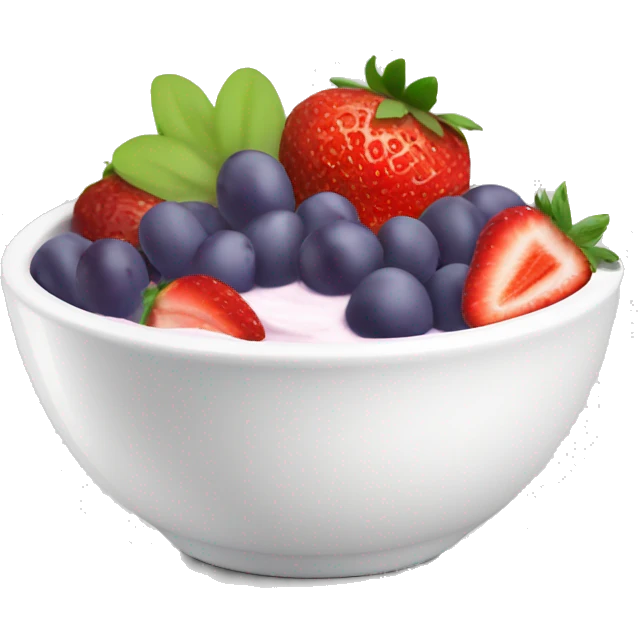 fruit yogurt bowl with strawberries and grapes emoji