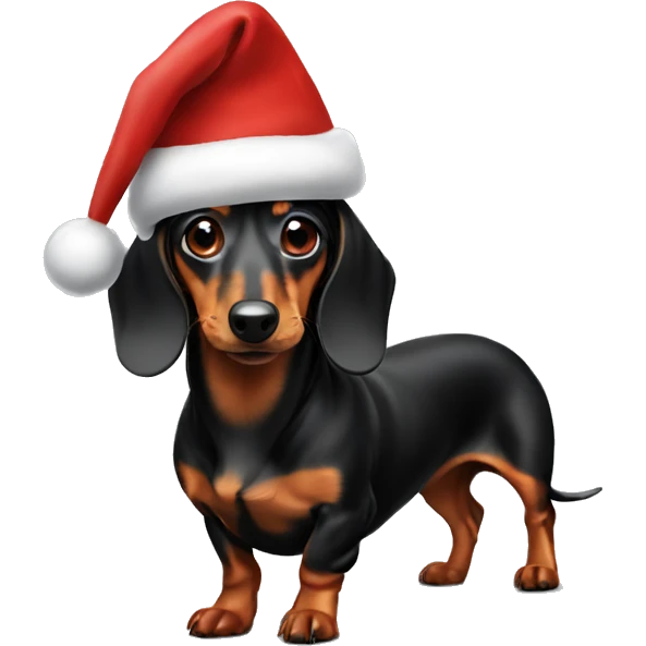 Dog dachshund with Christmas hat  emoji