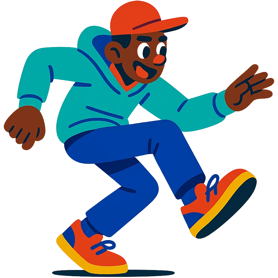 a person doing the Griddy dance, energetic pose, vibrant style emoji