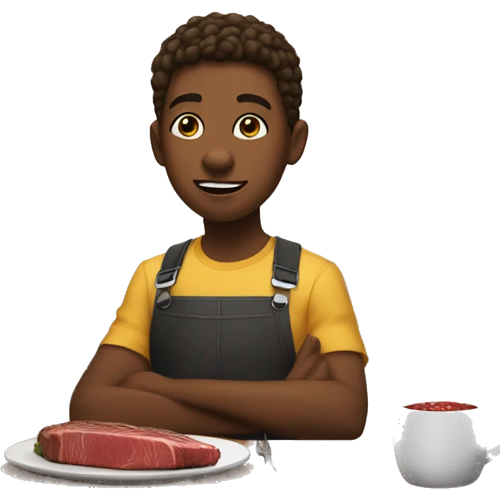 Cute boy who orders his steak over easy emoji