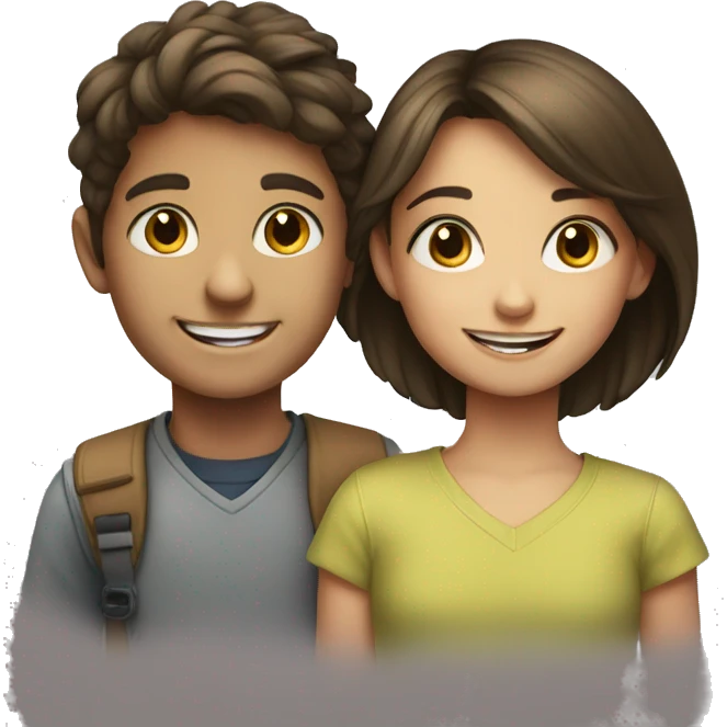 smiling girl and boy portrait emoji