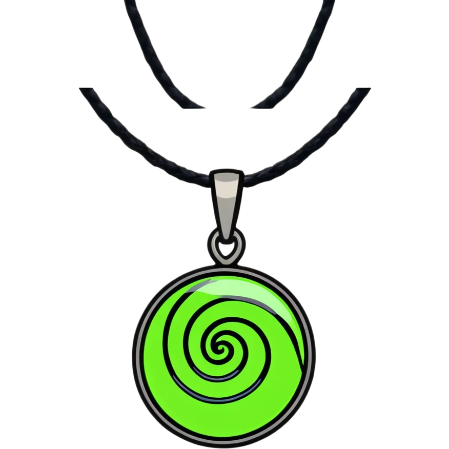 Moana's necklace with heart of Te Fiti green spiral stone emoji