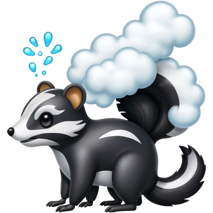 robo skunk with bacteria and fart cloud in samsung emoji style emoji
