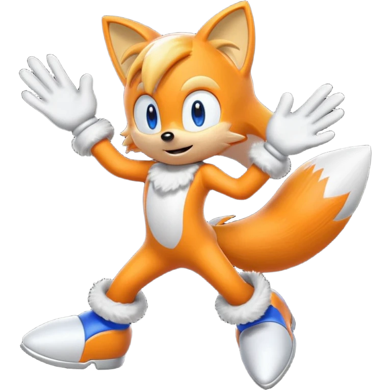 Tails from Sonic the Hedgehog, flying with twin tails spinning emoji