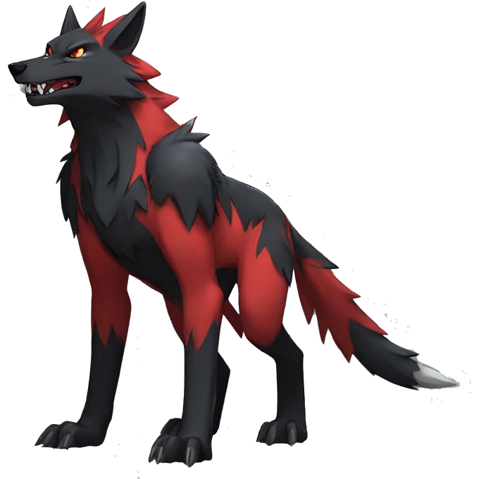 Cool Edgy Black Red Digimon-Fakemon-Wolf full body emoji