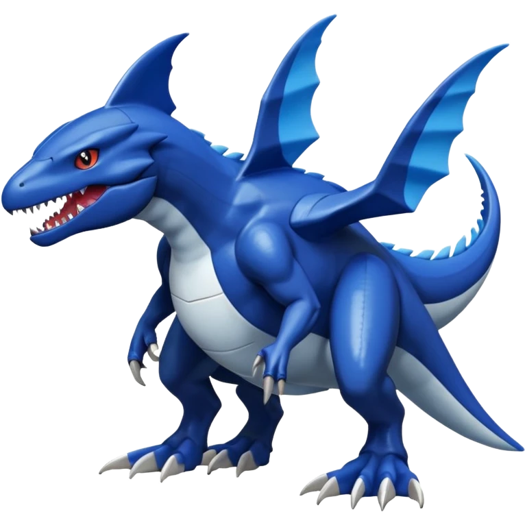 Dusky Glossy Oil-Sheen Blackened Blue Pokémon-Fakémon-Digimon-Latios-Garchomp-Creature, (full body) emoji