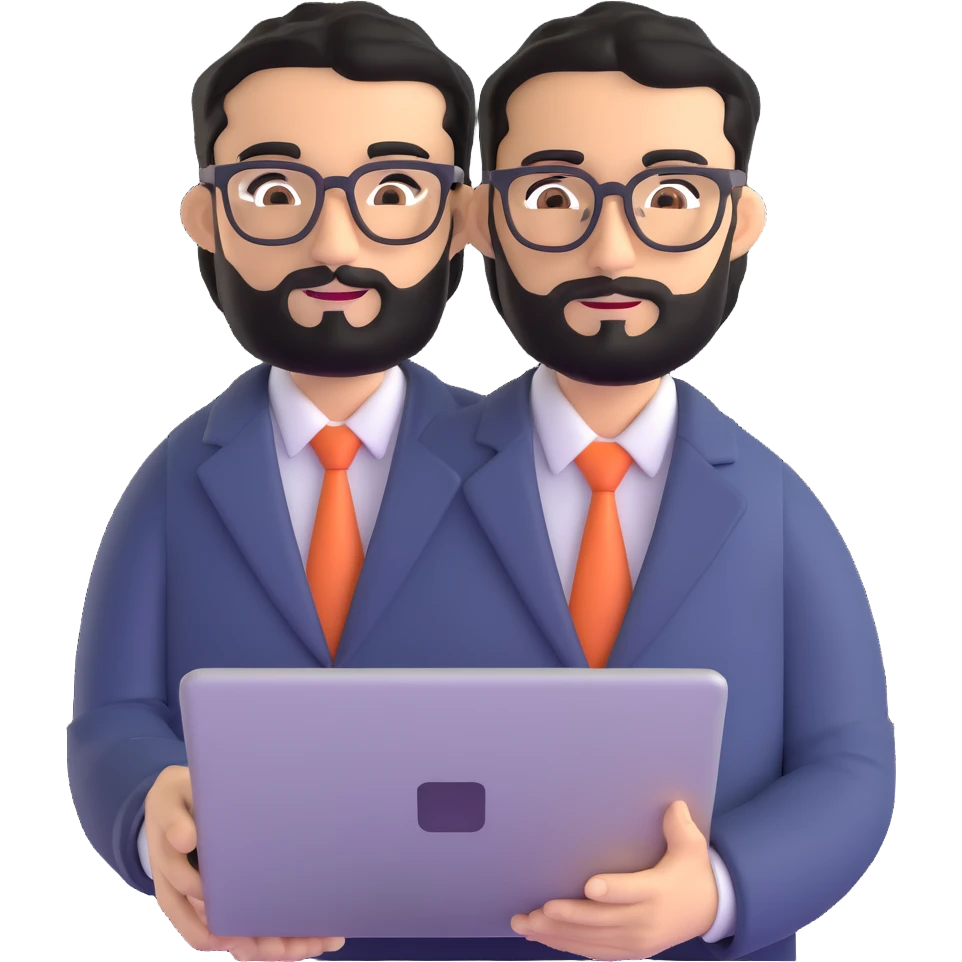 same professional man with medium black beard, neat black hair, connected unibrow, olive tan skin, brown eyes, glasses, prominent nose, in business casual attire, holding laptop under arm emoji