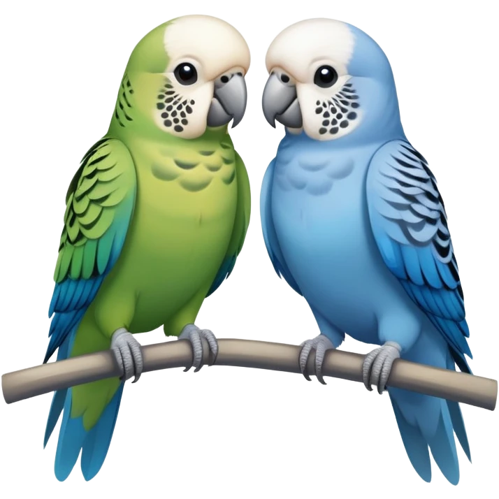 Pair of parakeets, one blue one gray emoji