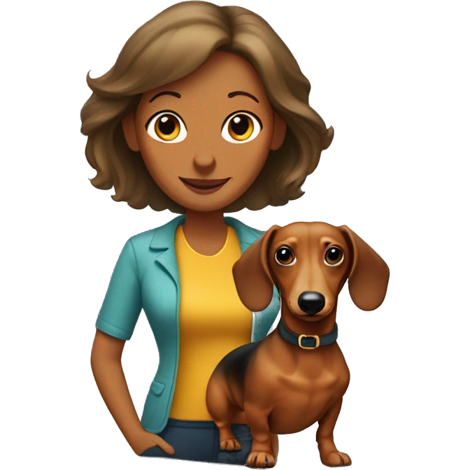 dachshund and woman emoji