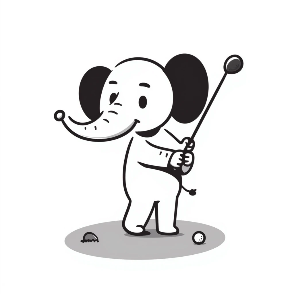 elephant playing golf emoji