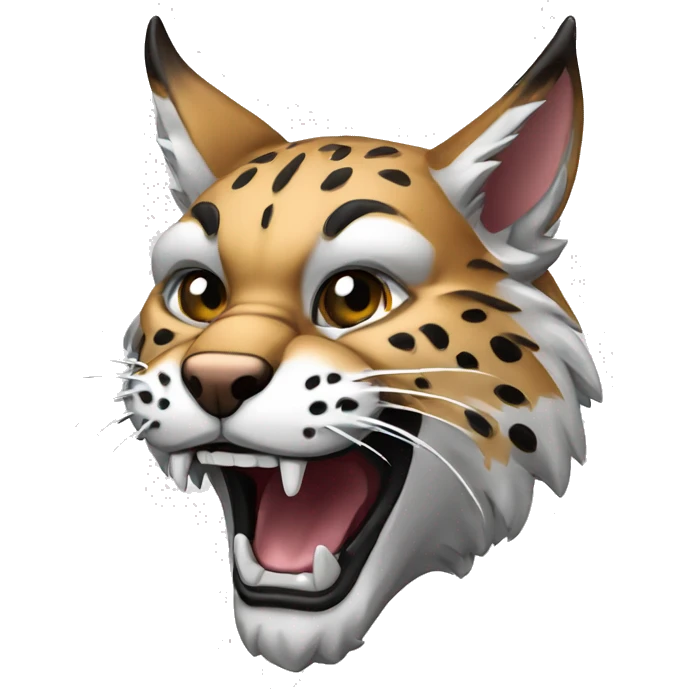Bobcat mascot dangerous fangs facing the right emoji