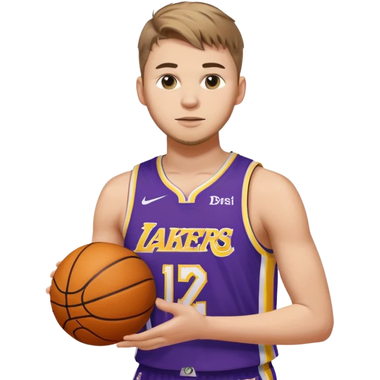 Luka doncic in Lakers uniform with basketball emoji
