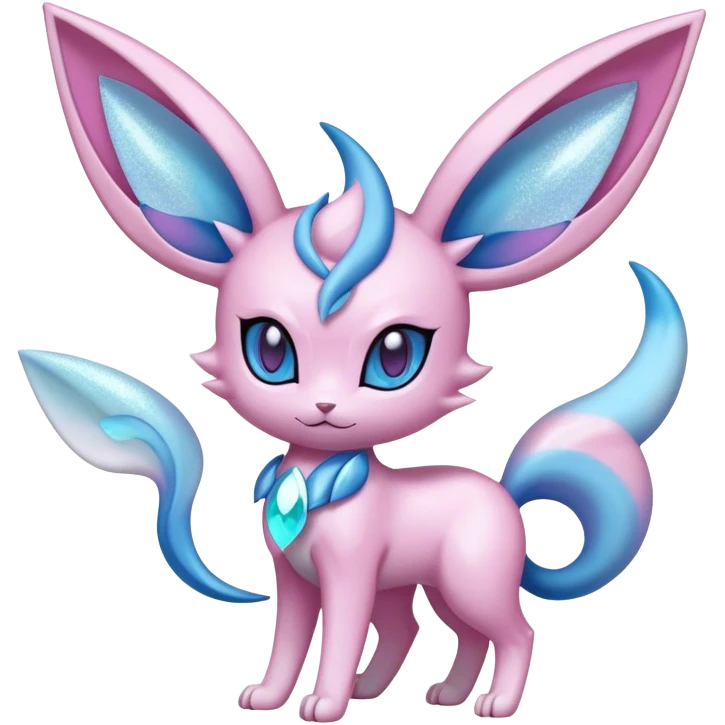 Shiny Cool Sparkly Cute Ethereal Espeon-Sylveon-Glaceon-Fakemon-hybrid-fusion- full body emoji